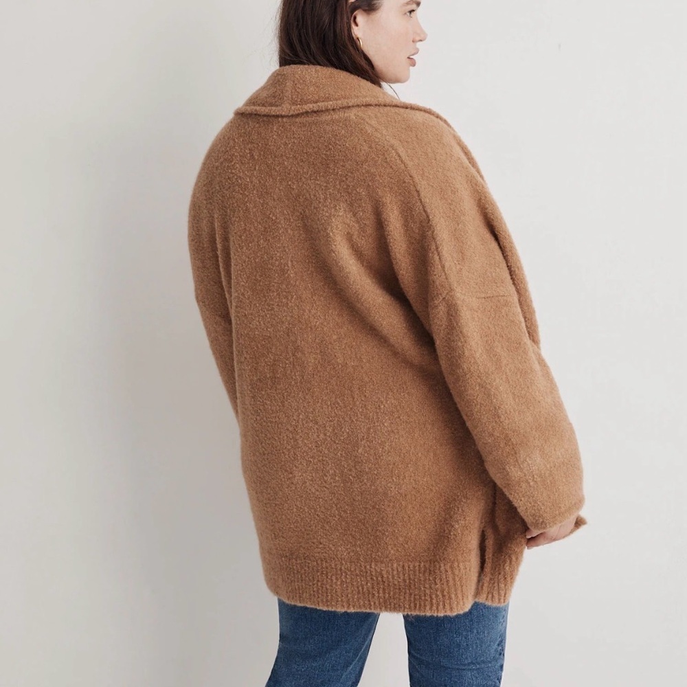 Madewell Gallatin Shawl-Collar Cardigan Sweater in Heather Praline Tan Size Med - Picture 3 of 8